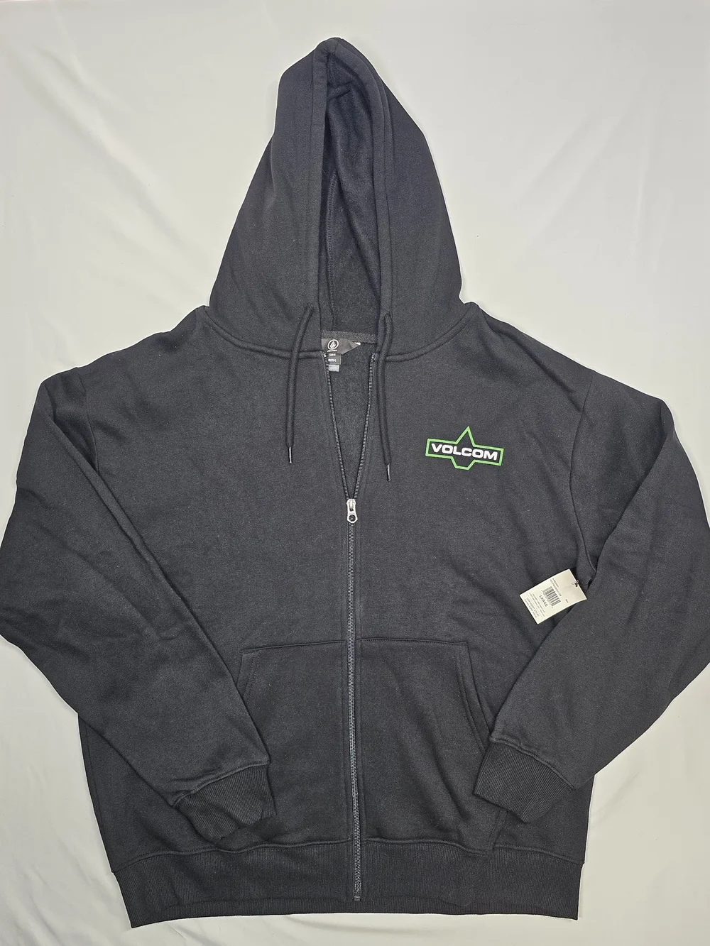 NWT Volcom Roundabout Black Green Logo Zip Up Hoodie Size L